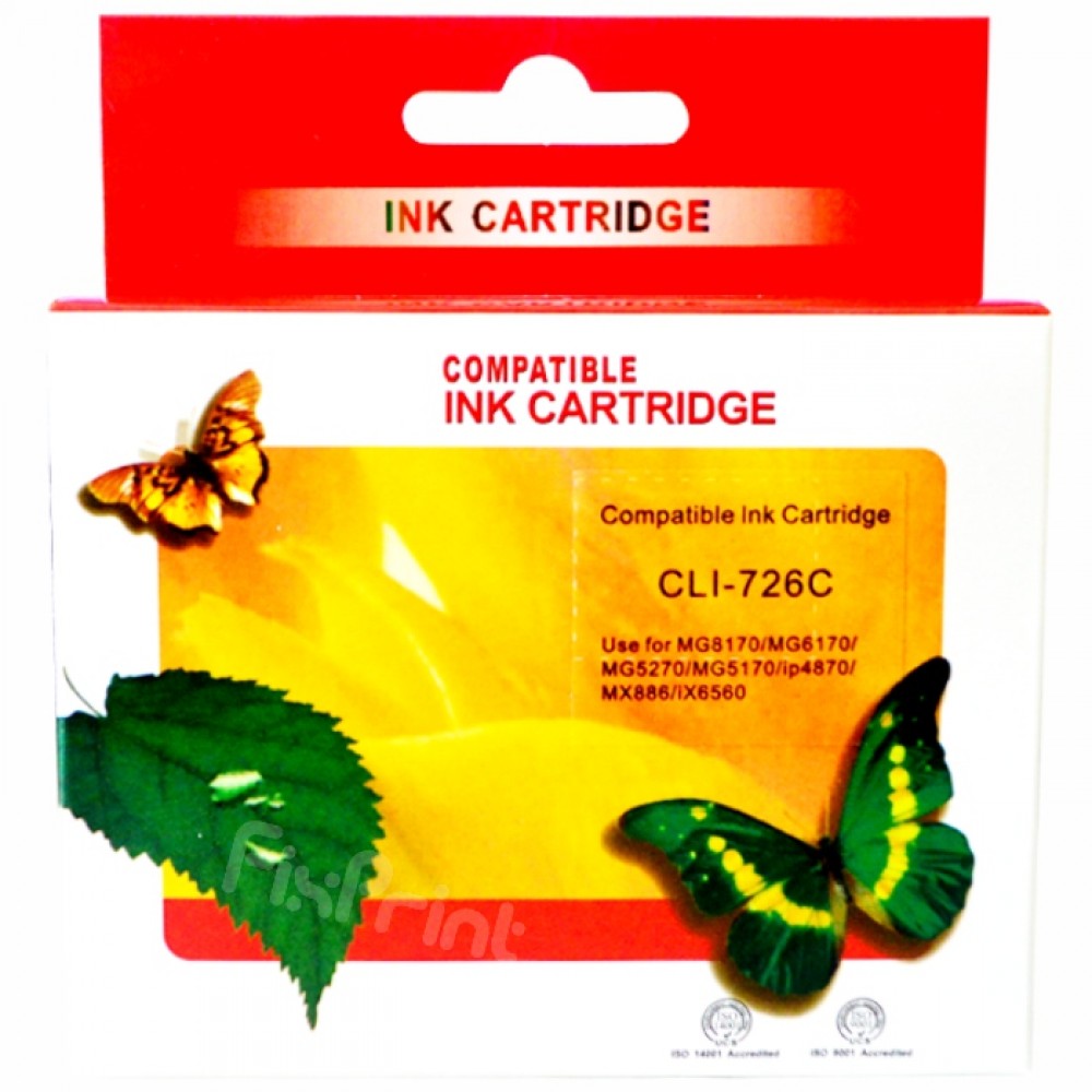 Cartridge Tinta Xantri Can CLI726 CLI726 CLI 726 Cyan, Refill Printer iX6560 iP4970 iP4870 MG8270 MG8170 MG6270 MG6170 MG5370 MG5270 MG5170 MX897 MX886